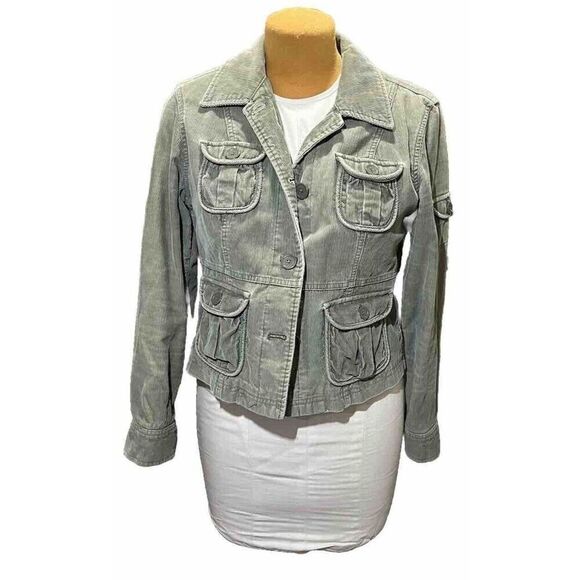 Aeropostale Limited Edition Corduroy Jacket Women's Size Large Light Green - Picture 2 of 10